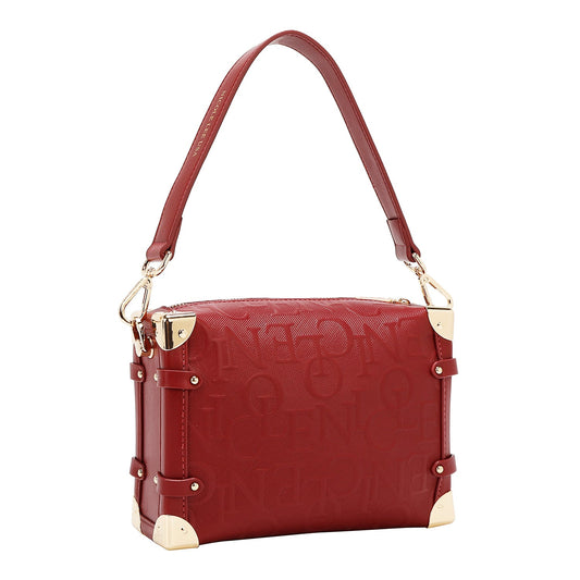 BOLSO DE HOMBRO CUADRADO ELEGANCIA EN RELIEVE (ROJO)